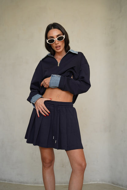 חליפת חצאית שילוב ג'ינס