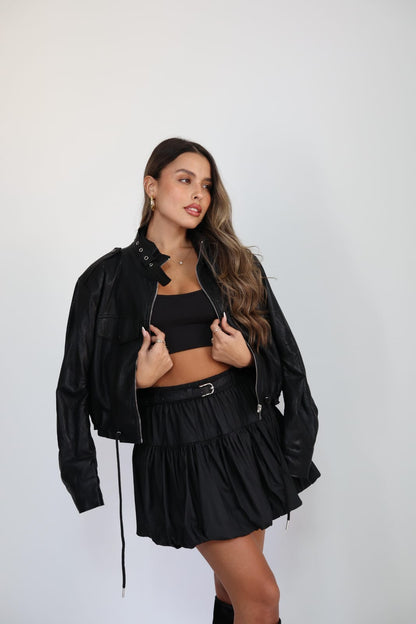 חצאית בלון דמוי עור