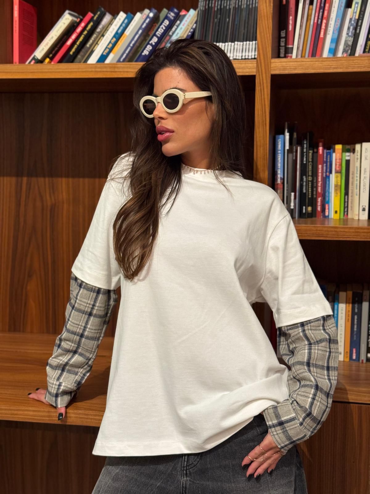 חולצת שרוול משבצות