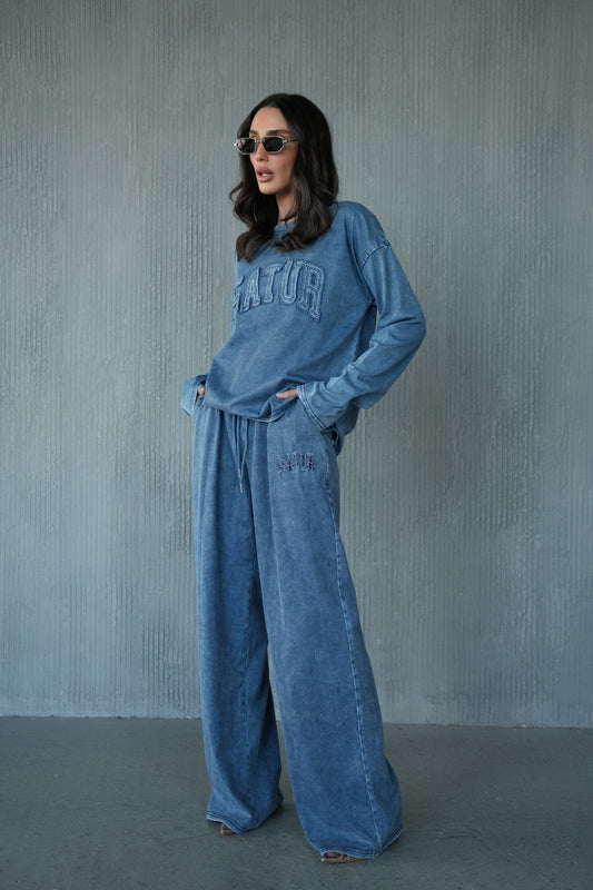 חליפת ג'ינס וואש רקמה