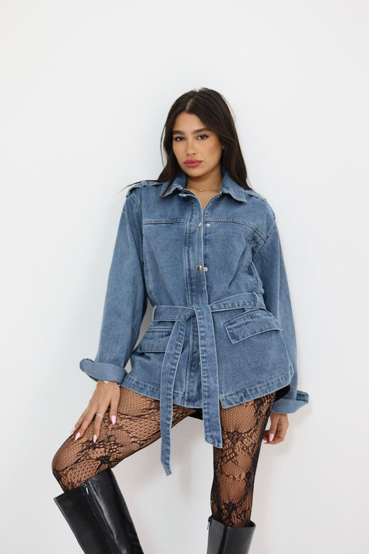 ג'קט ג'ינס שילוב חגורה