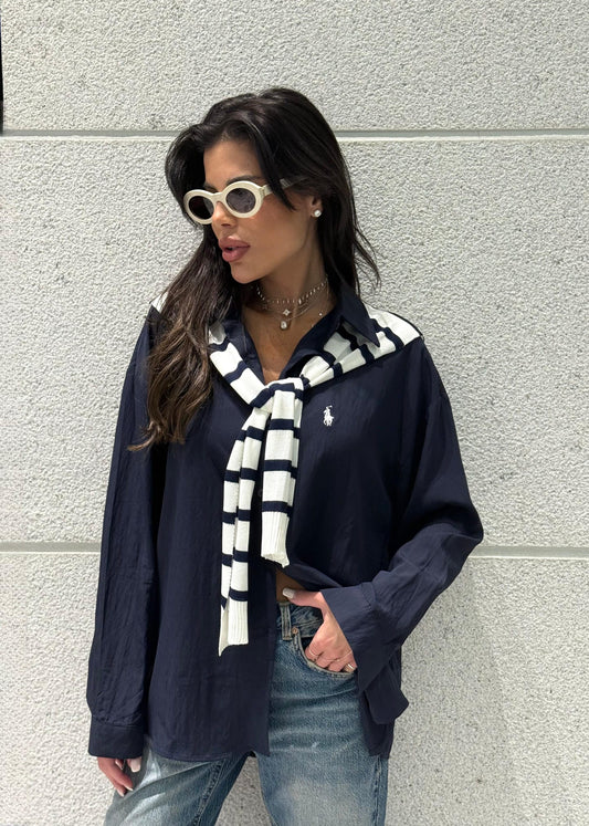 חולצה מכופתרת עם צעיף נשלף RL