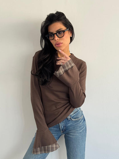 חולצה פעמון שילוב משבצות