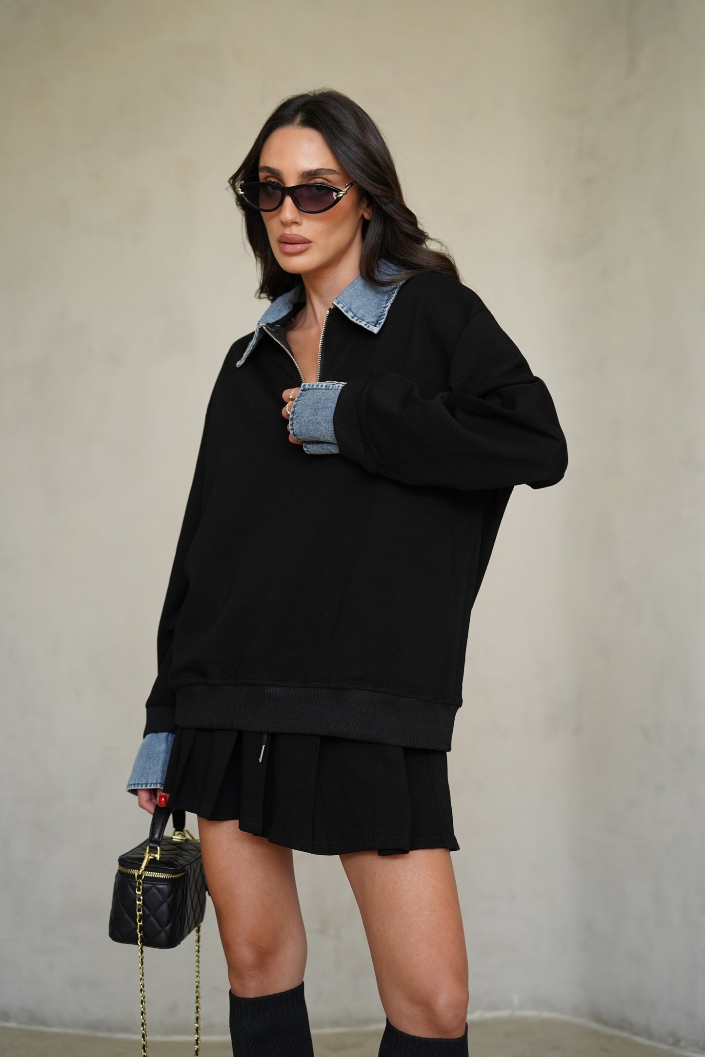 חליפת חצאית שילוב ג'ינס