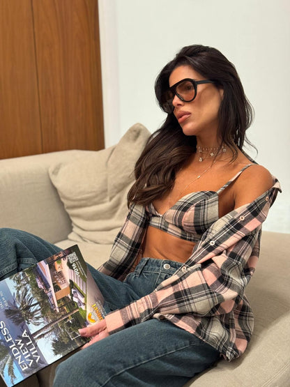 חולצת משבצות +טופ