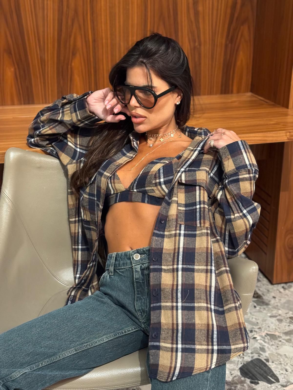 חולצת משבצות +טופ