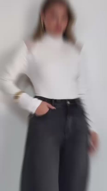 חולצה חצי גולף שילוב רזיל